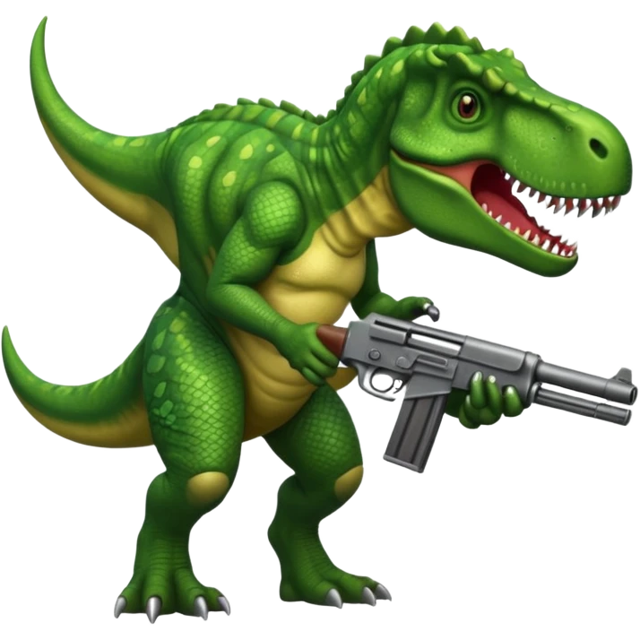 Tyrannosaurus rex with a gun emoji