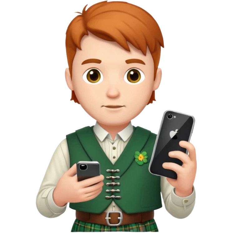 ireland man with skirt and smartphone emoji