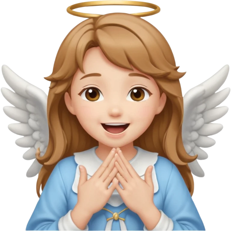 cute angel girl laughing with hands over her mouth anime style emoji