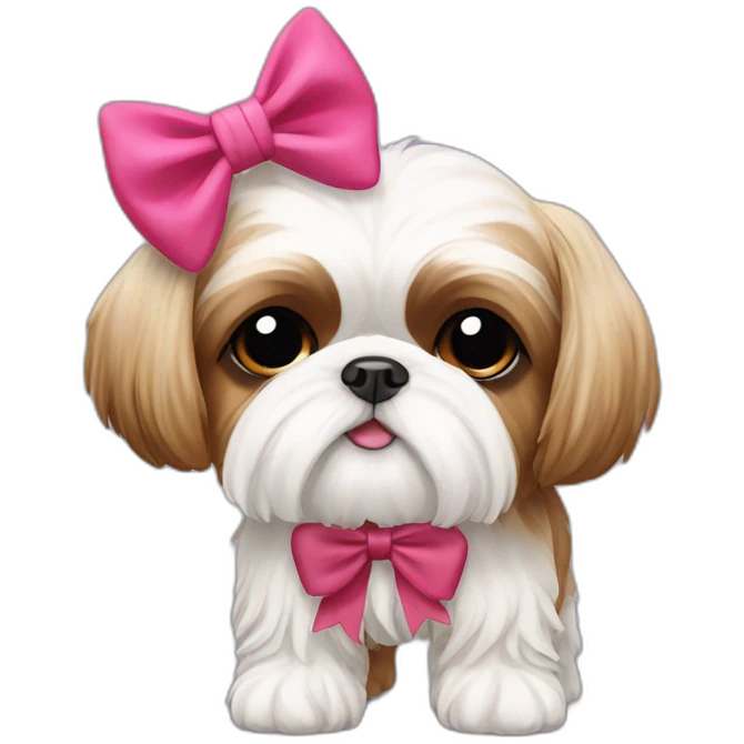 Dog Shih Tzu with a bow on his head full-body emoji