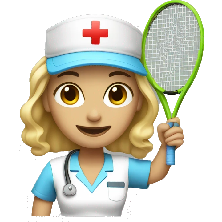 White female nurse playing tennis emoji