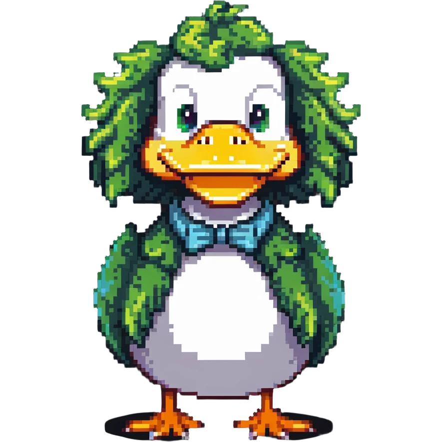 duck with Jeff Ross's signature curly hair and comedic expression emoji