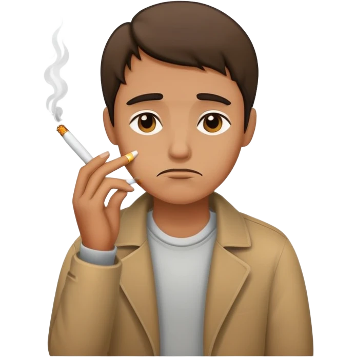 Sad face with cigarette  emoji