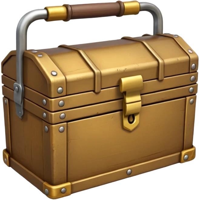 3D ancient Brown golden toolbox filled with files emoji