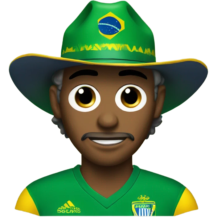 evil person wearing brazil soccer jersey and cowboy hat emoji