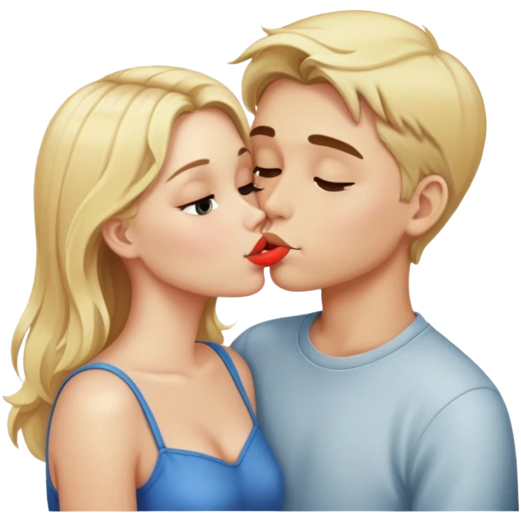 Blonde girl and boy kissing  emoji