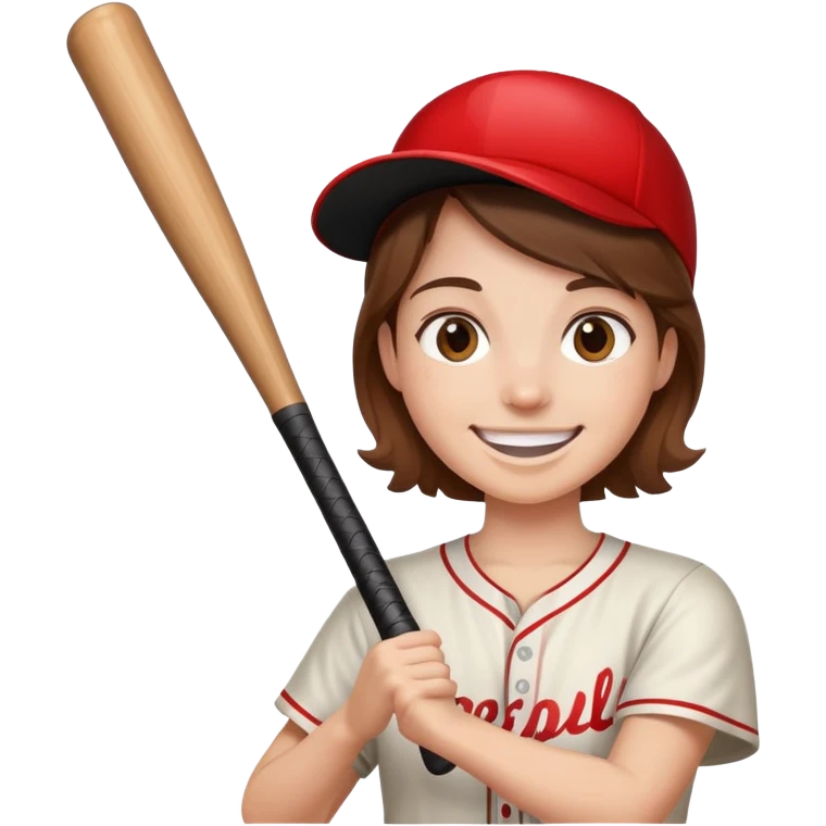 Smiling baseball bat holding a baseball bat emoji