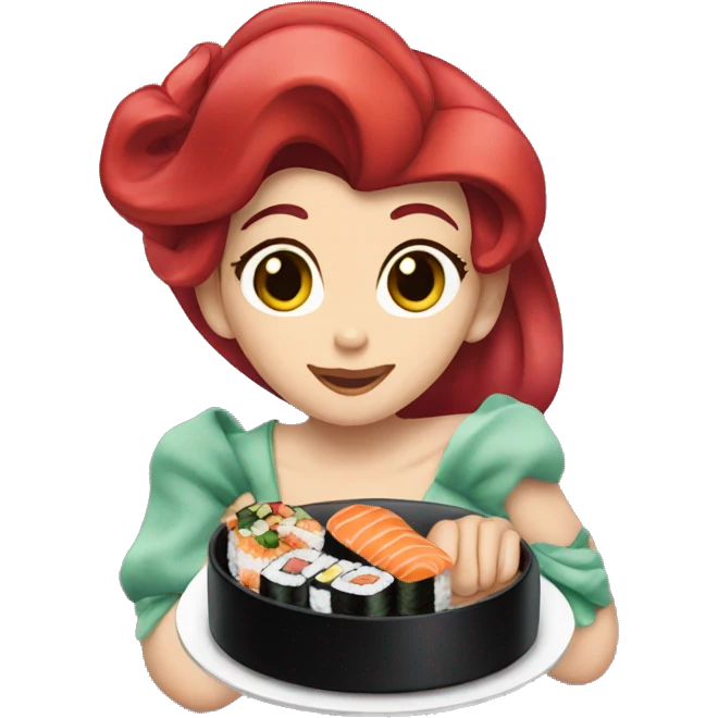 Princess Ariel eating sushi emoji