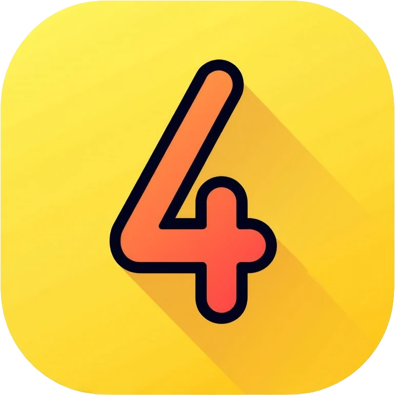 Number 4 on a yellow volumetric background emoji