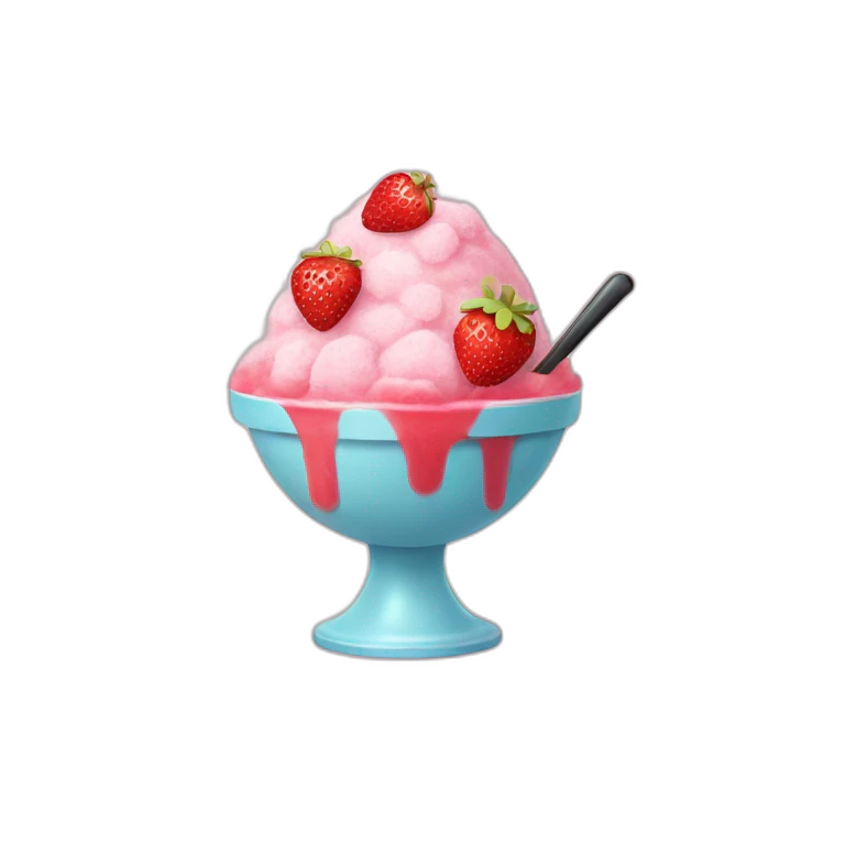 Shaved Ice with strawberry emoji