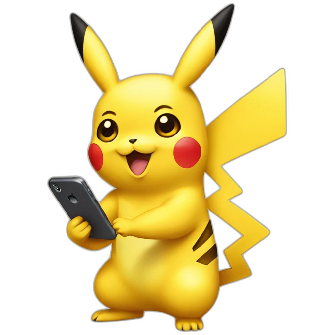 Pikachu using a phone emoji