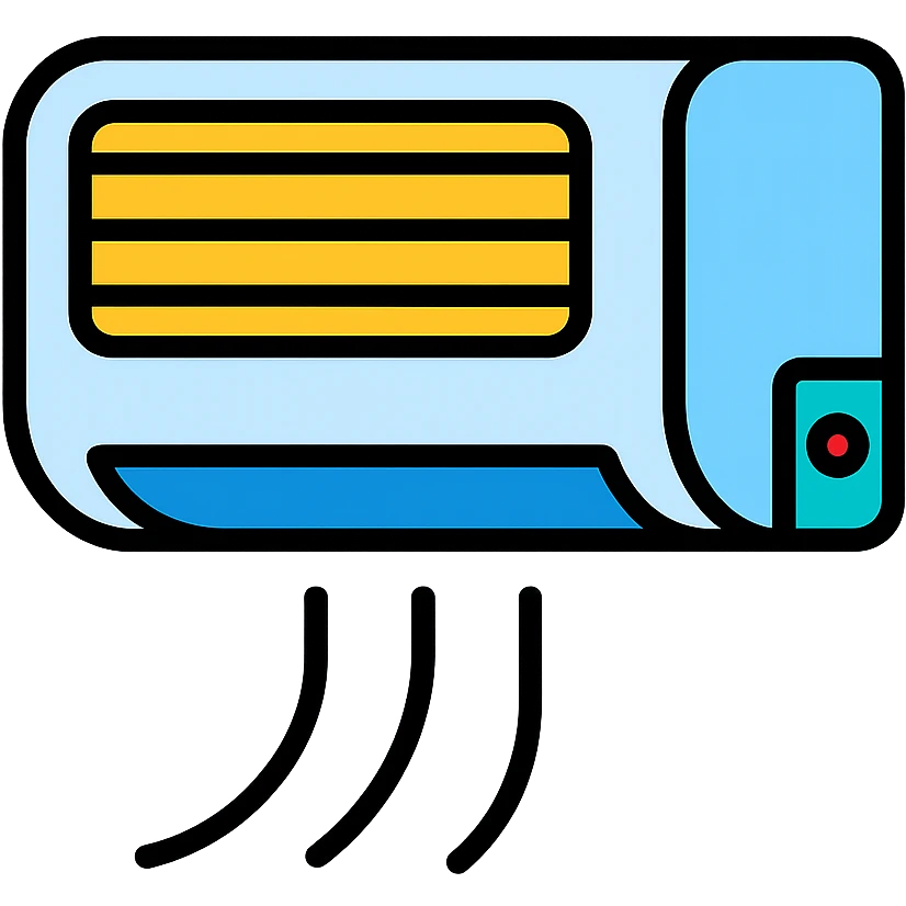 wall mounted air cooler, color outline icon style, side view emoji