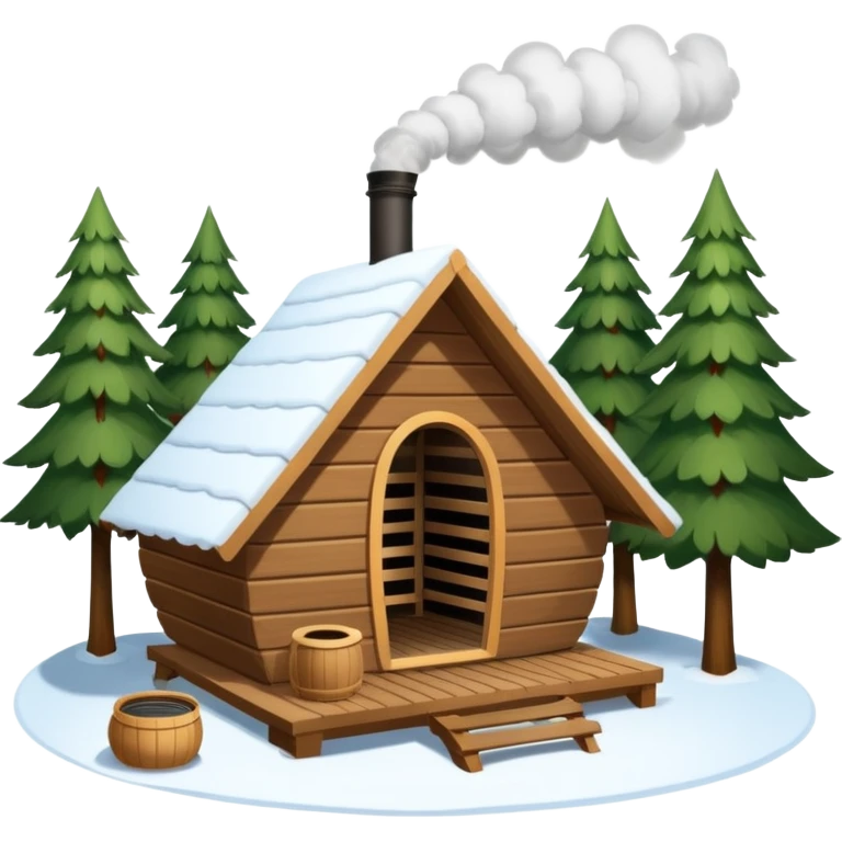 la tent that is a sauna and its smoke out the pipe try one with snow and trees around also
ag den mer som en rundt firkant og sort, også kan det stå SAUNA på emoji