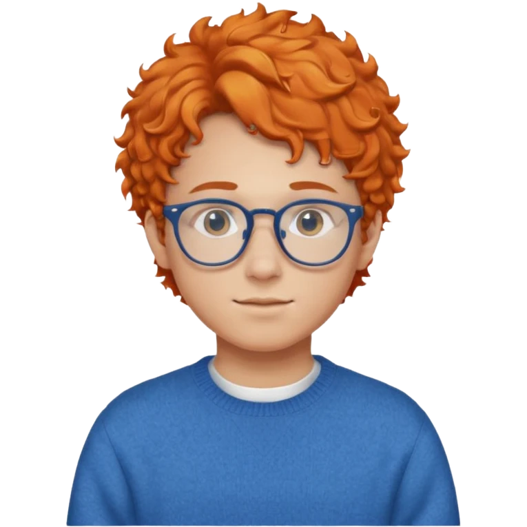 teen nerd orange hair boy curly orange hair wearing white shirt inside a sweater with glasses  emoji