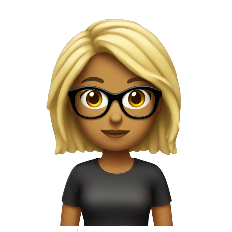 chica con pelo negro y gafas  emoji