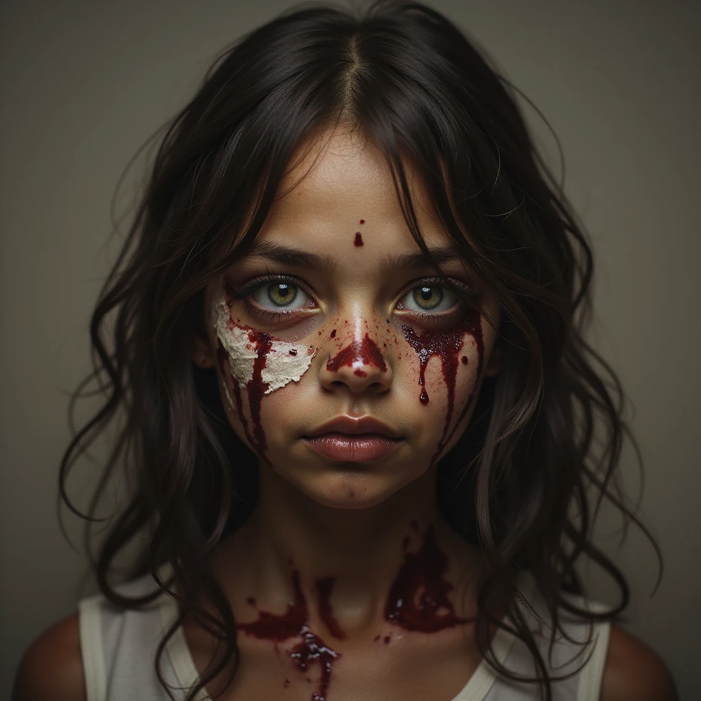 realistic style portrait of a brown-skinned zombie girl emoji