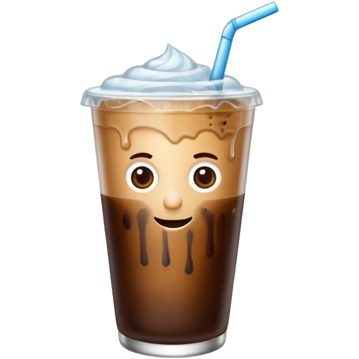 Cafe con hielo en una taza que diga ami emoji