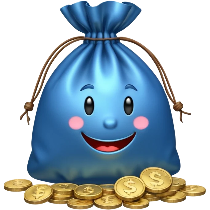 blue coins inside a money bag  emoji