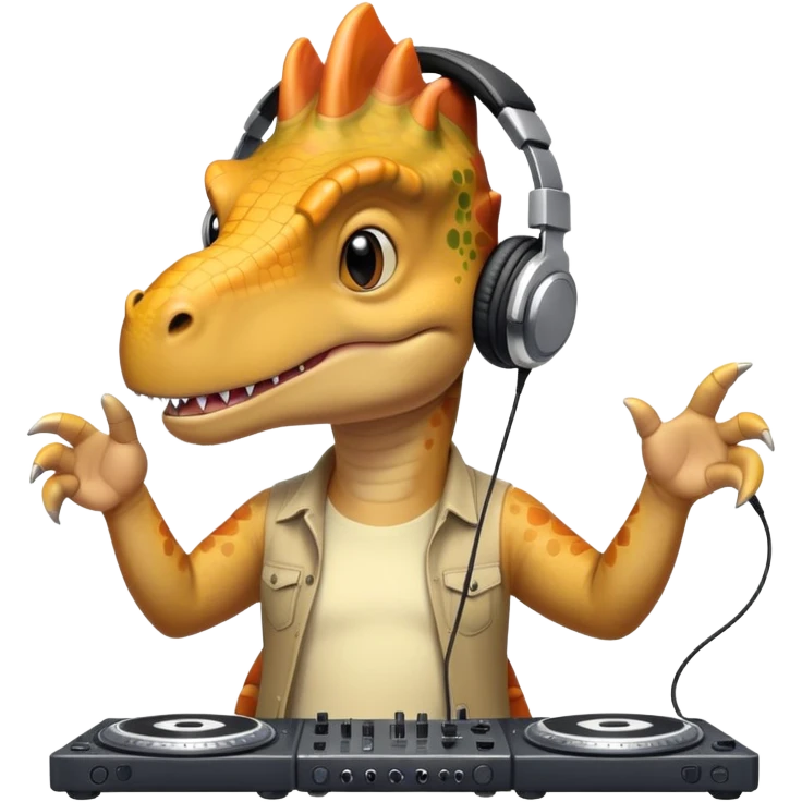 Dinosaurio músico DJ en un concierto  emoji