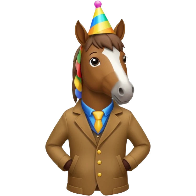 horse in jacket with party hat emoji
