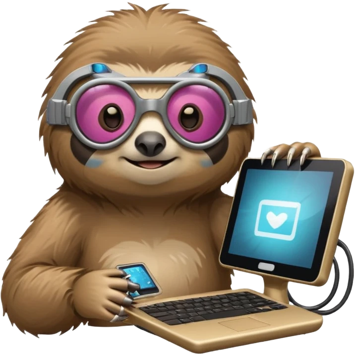 sloth with advanced technology accessories emoji