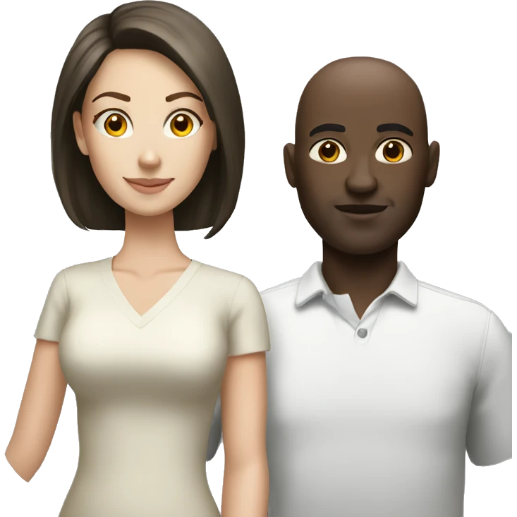 White brunette woman black bald man emoji