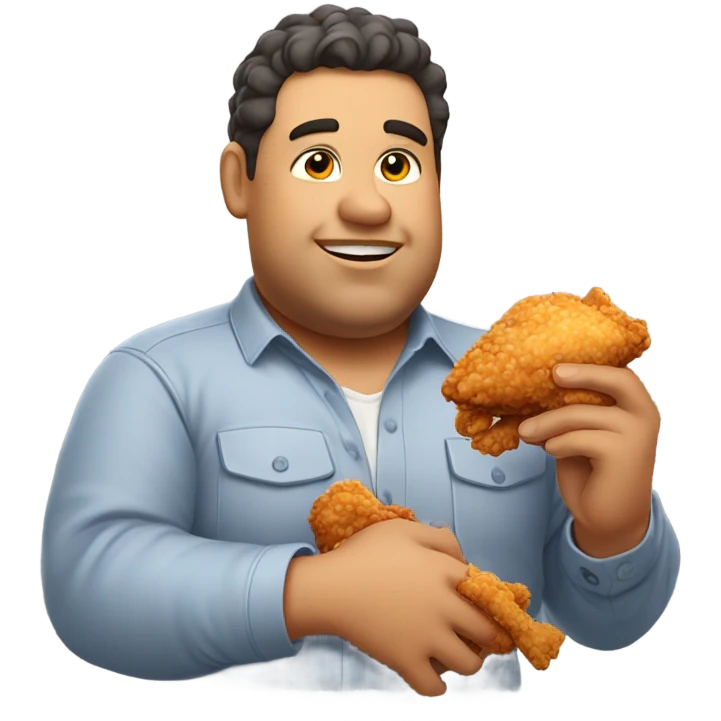 fat guy with fried chicken emoji