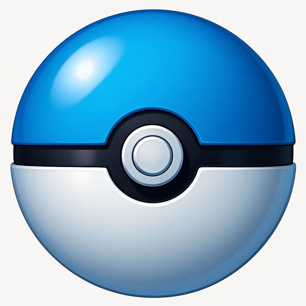 blue pokeball emoji with a black stripe and highlights like in the second reference image. Make the blue more vibrant. emoji