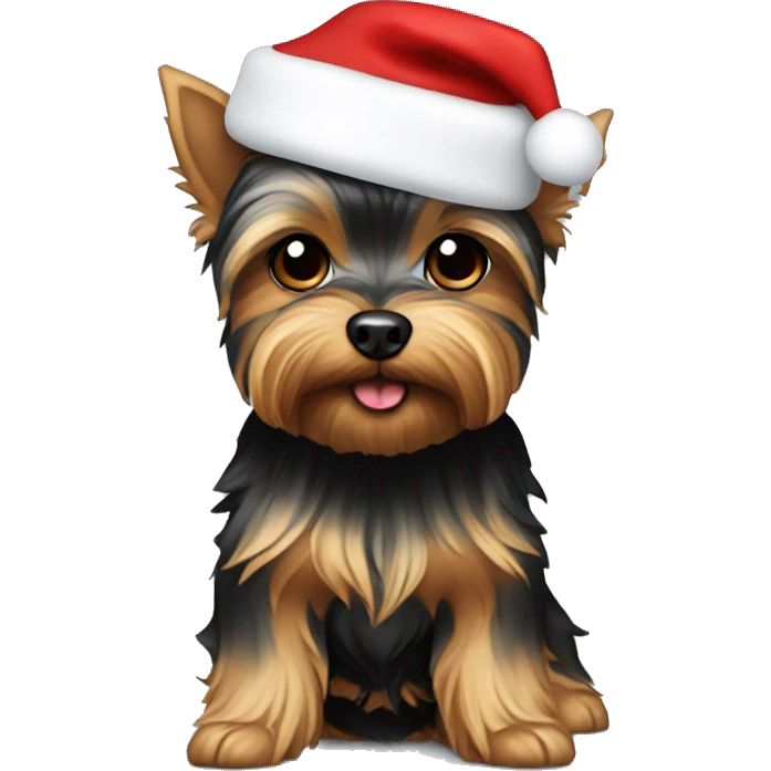 Yorkie with Santa hat emoji