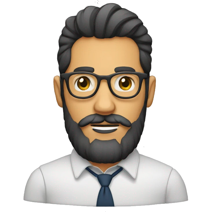 hombre pelon con barba y lentes emoji