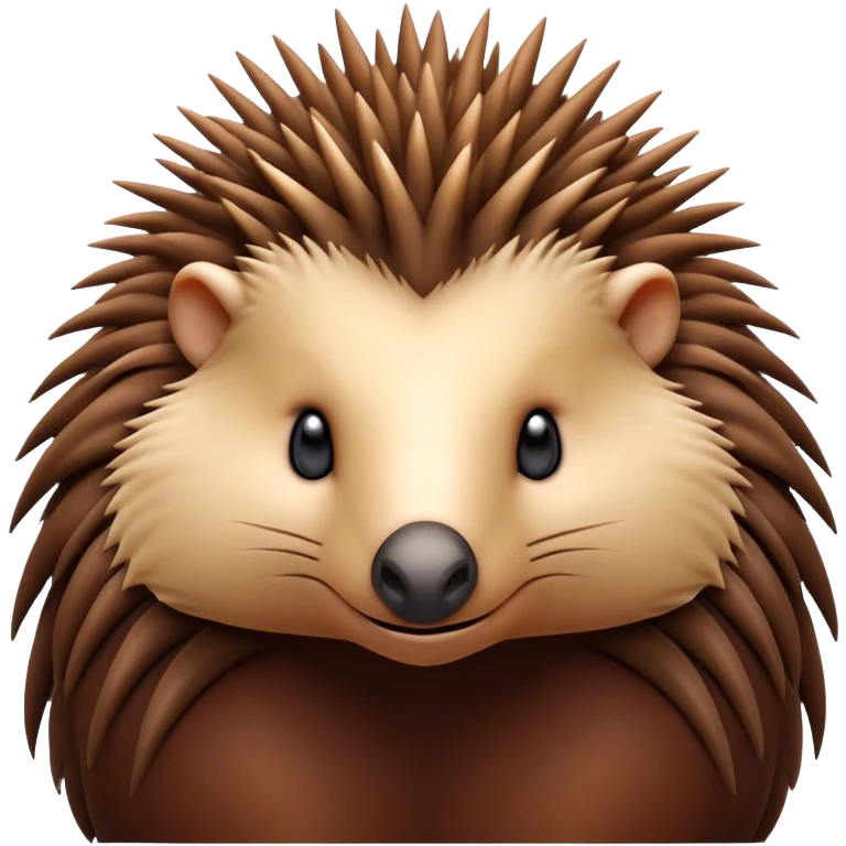 Cinematic Noble Echidna Portrait Emoji, Poised and regal, with a compact, spiky build and a textured, bristly fur in earthy browns, a distinctive pointed snout and keen, soulful eyes, Simplified yet sharp and sophisticated features, highly detailed, glowing with a warm, dignified glow, high shine, intelligent and resilient, stylized with an air of prickly elegance, focused and attentive, soft glowing outline, capturing the essence of a watchful and confident echidna, so majestic it feels as though it could scurry out of the screen with effortless authority! emoji