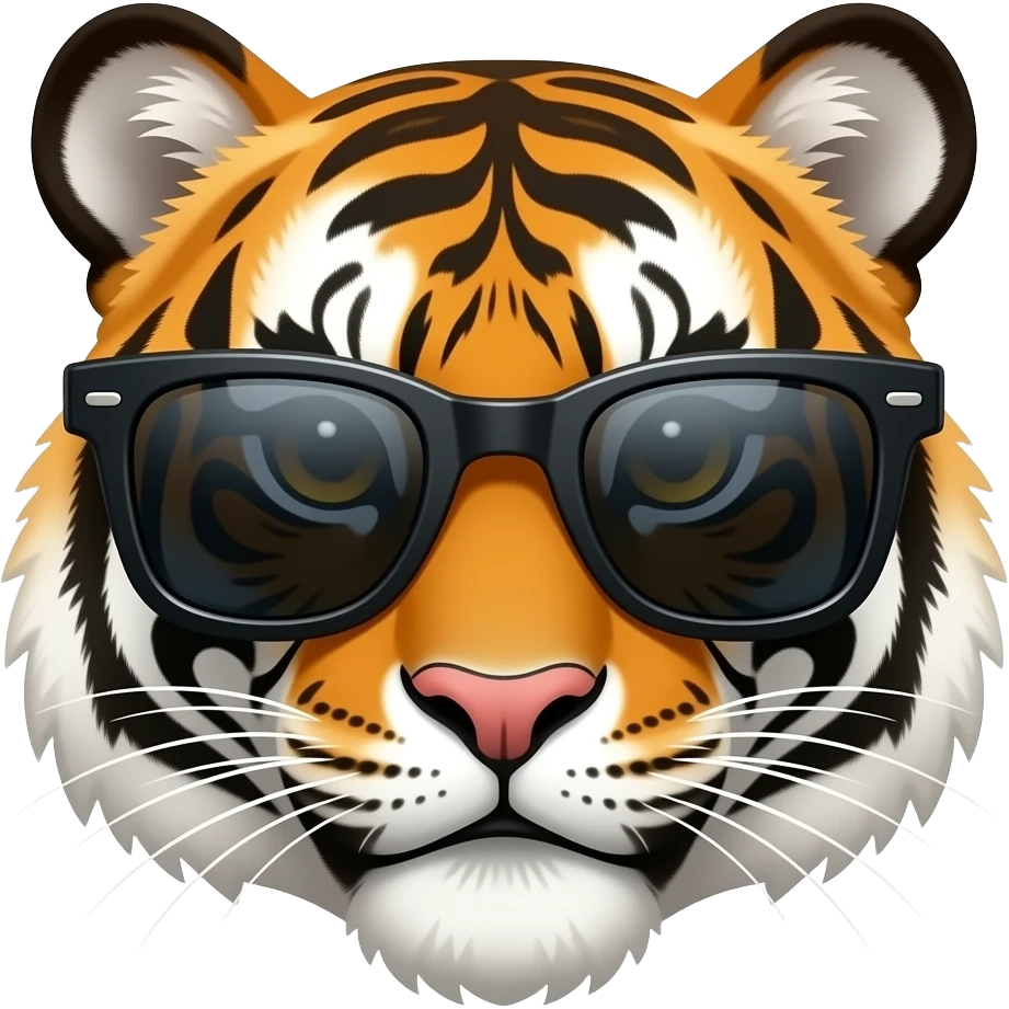 tiger with sunglassess face front emoji