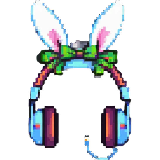 headphones with bunny ears, gaming accessories emoji