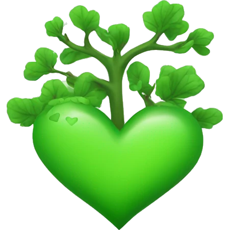 green heart with a tre emoji