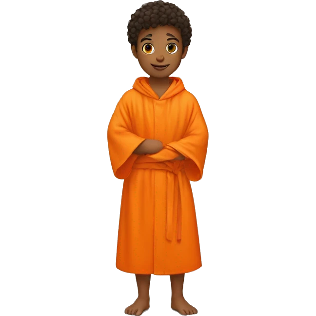 a kid in a bright orange robe emoji