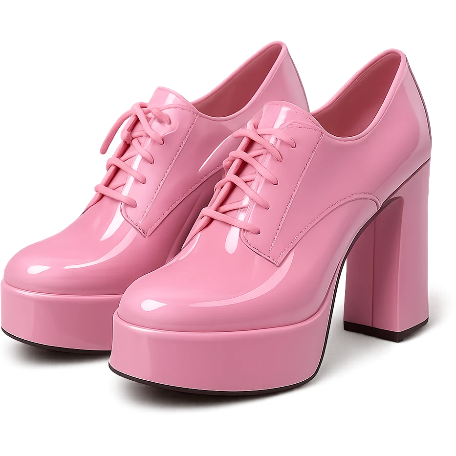 pink kpop stage shoes, stylish and glossy emoji