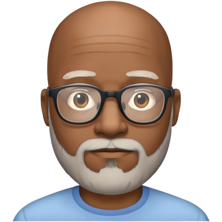 Bald black man wearing glasses with a beard age 50 emoji