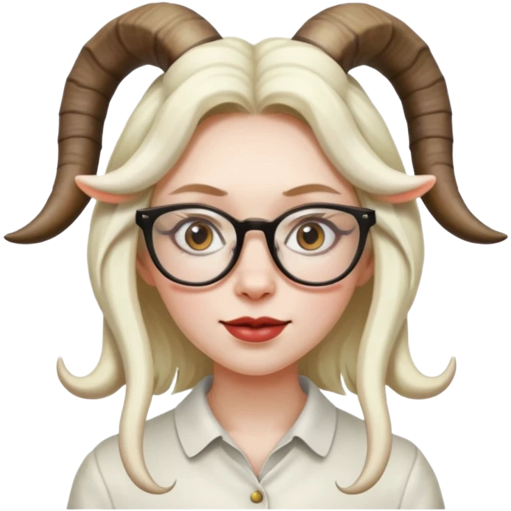 woman with goat horn and eyeglasses emoji