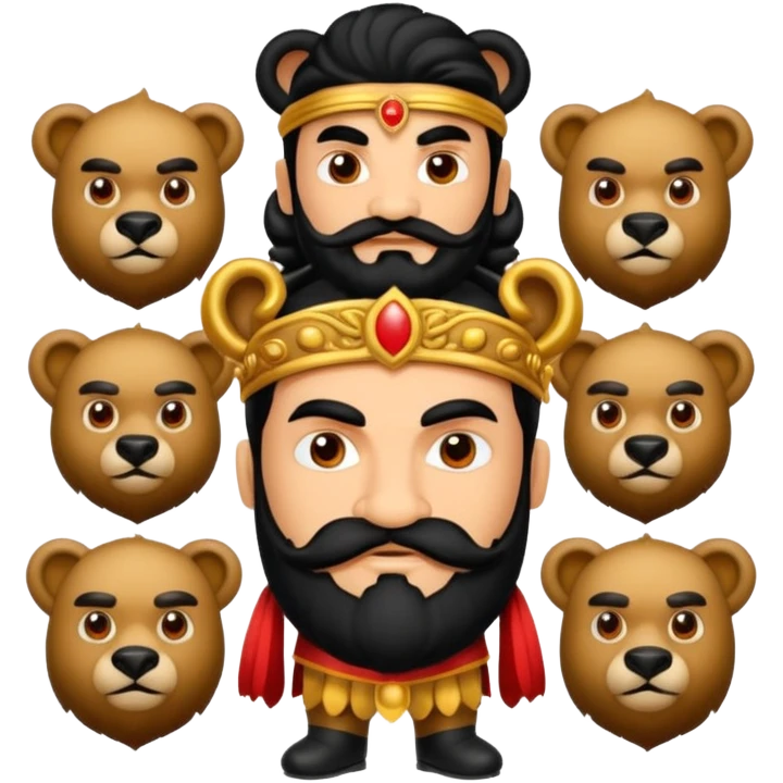 Ravana sura with bear and mustach young beautiful and terror with ten heads emoji