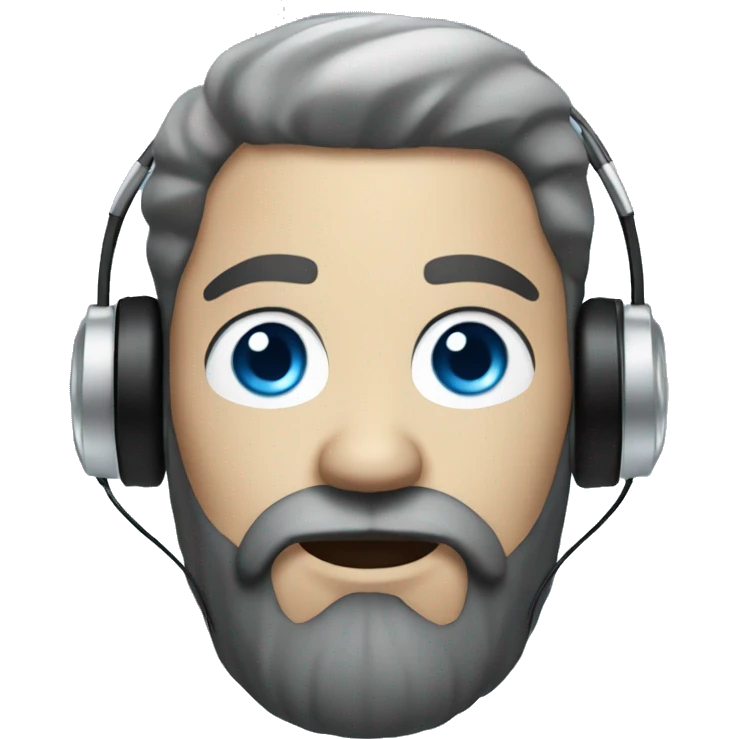 A white Man, whith Black beard, have headphones,blue eyes, frost, ice emoji
