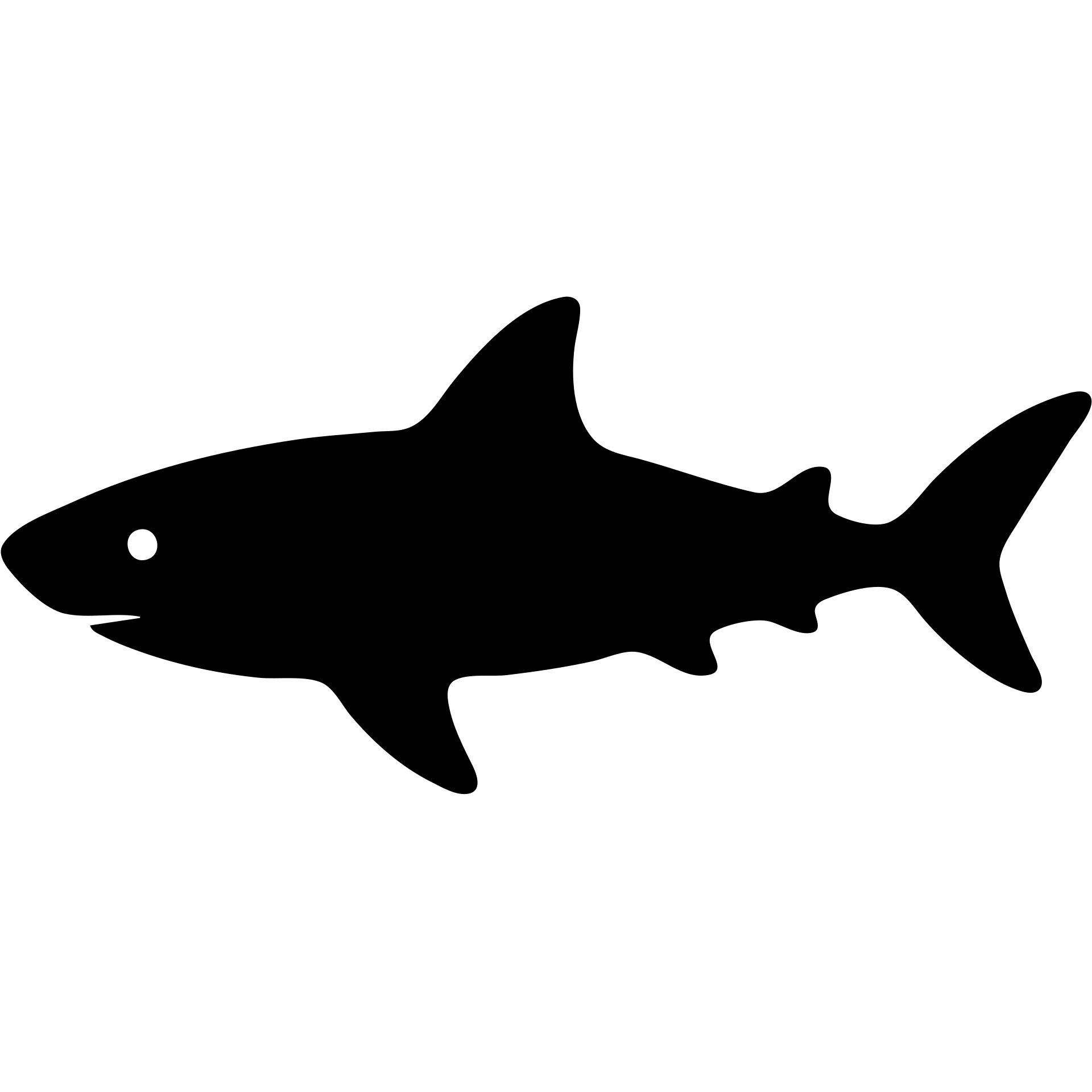 Simple shark silhouette, side view emoji