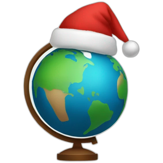 globe wearing cristmas hat emoji