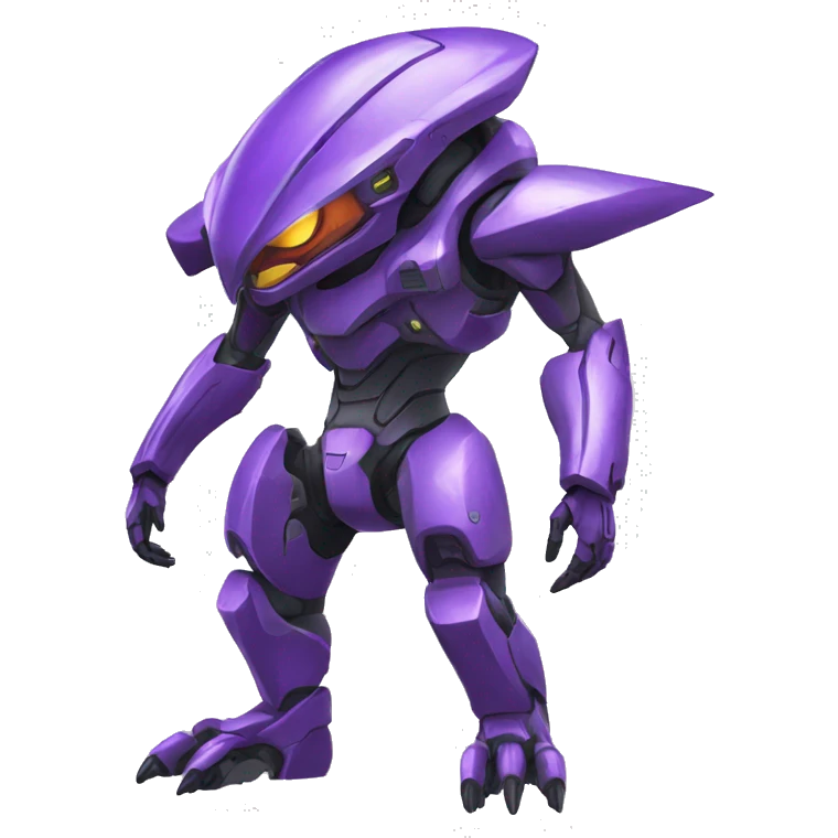 a Genesect-Raptor-Fakémon—hybrid with a futuristic visor-helmet full body emoji