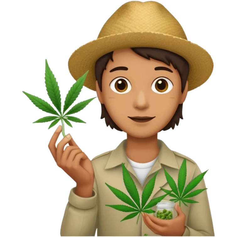 dealer with cannabis on a hand emoji