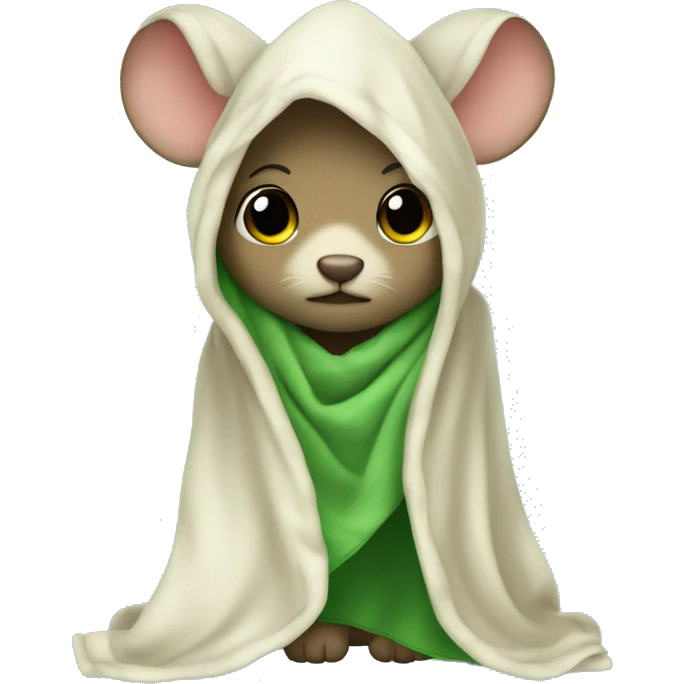a maus withe a blanket green over her head a little a very cute maus emoji