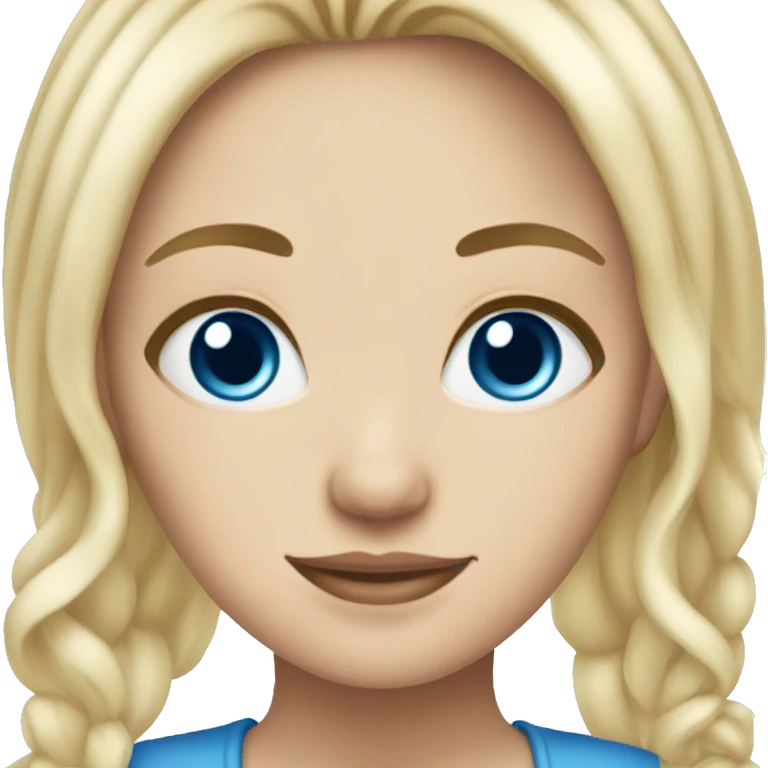 Blonde white girl with blue eyes and blue on ends of the hair emoji