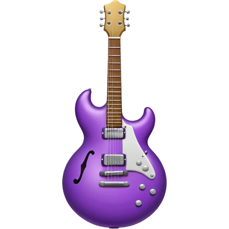 a purple Christmas ornament with a guitar emoji