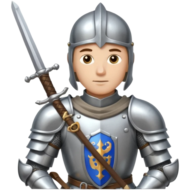 a knight in bright silver armor, holding a sword emoji