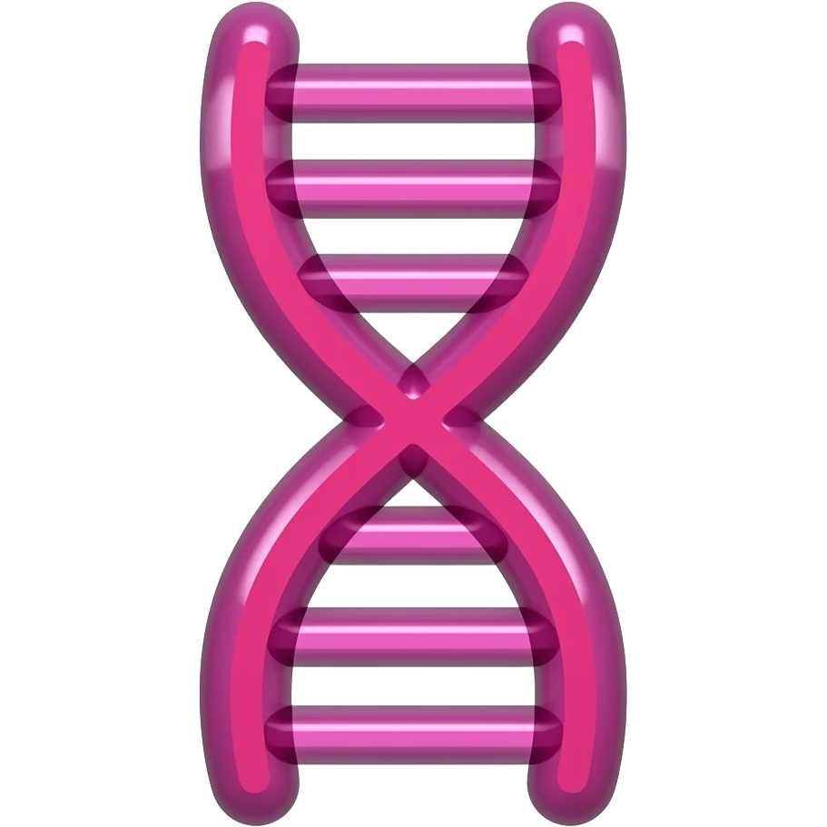 pink chromosome on white background without connections as lines between arms just two arms of chromosome emoji