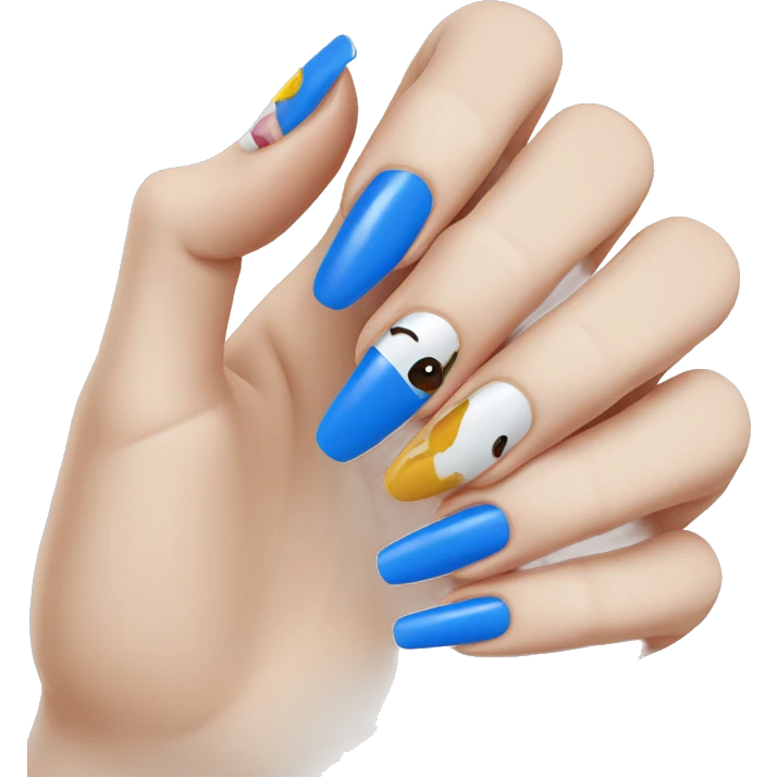 Nails getting painted blue emoji